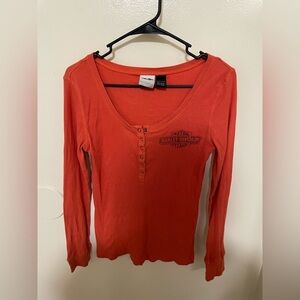 ✨Women’s Harley Davidson Orange Long Sleeve Top Size L